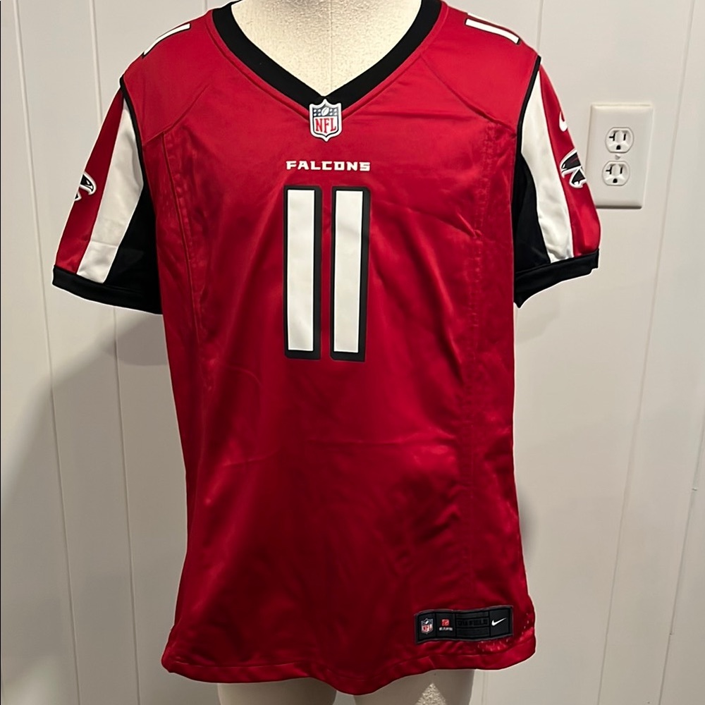 Boys L Nike Red Falcons Jersey with Black and White Accents